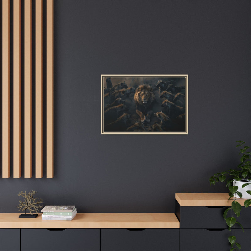 Framed Matte Canvas - Majestic Lion Leading the Pride