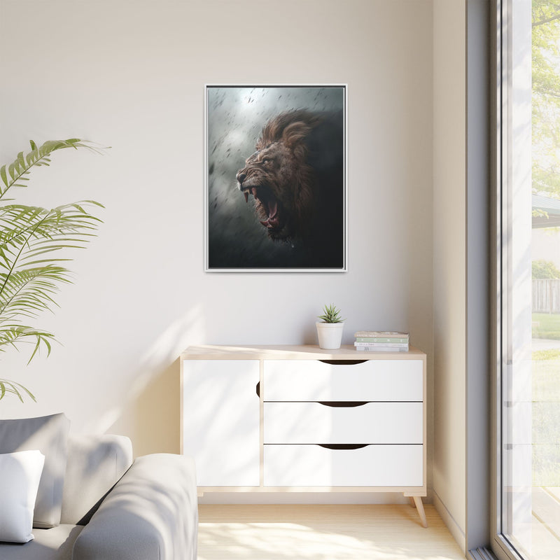 Roaring Lion Matte Canvas Print — Framed Wall Art