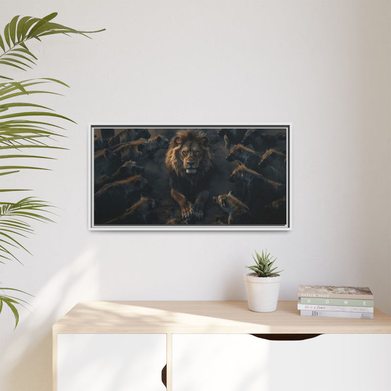 Framed Matte Canvas - Majestic Lion Leading the Pride