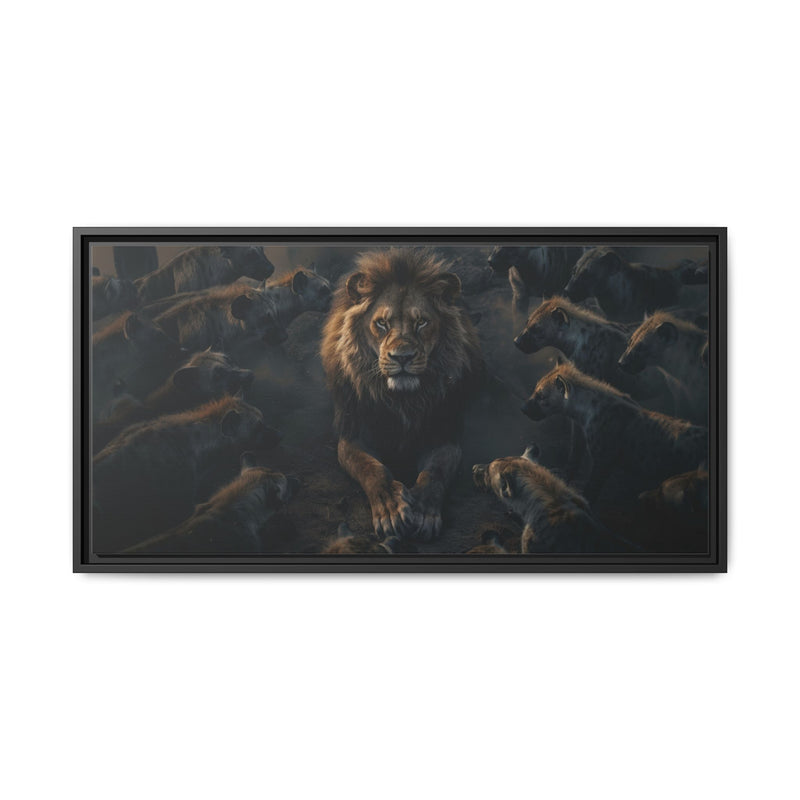 Framed Matte Canvas - Majestic Lion Leading the Pride