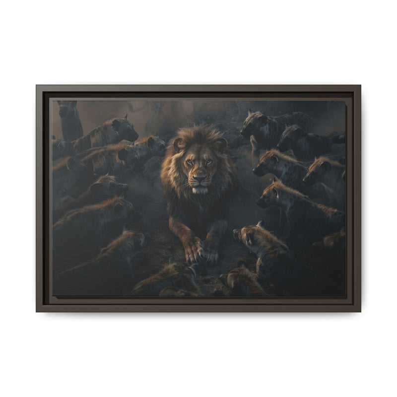 Framed Matte Canvas - Majestic Lion Leading the Pride
