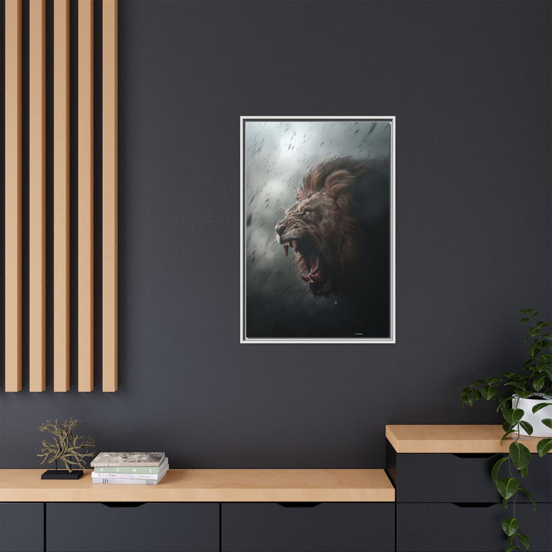 Roaring Lion Matte Canvas Print — Framed Wall Art