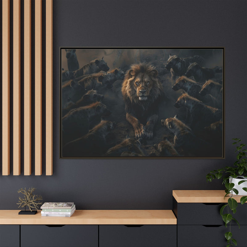 Framed Matte Canvas - Majestic Lion Leading the Pride