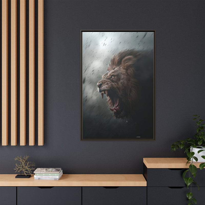 Roaring Lion Matte Canvas Print — Framed Wall Art