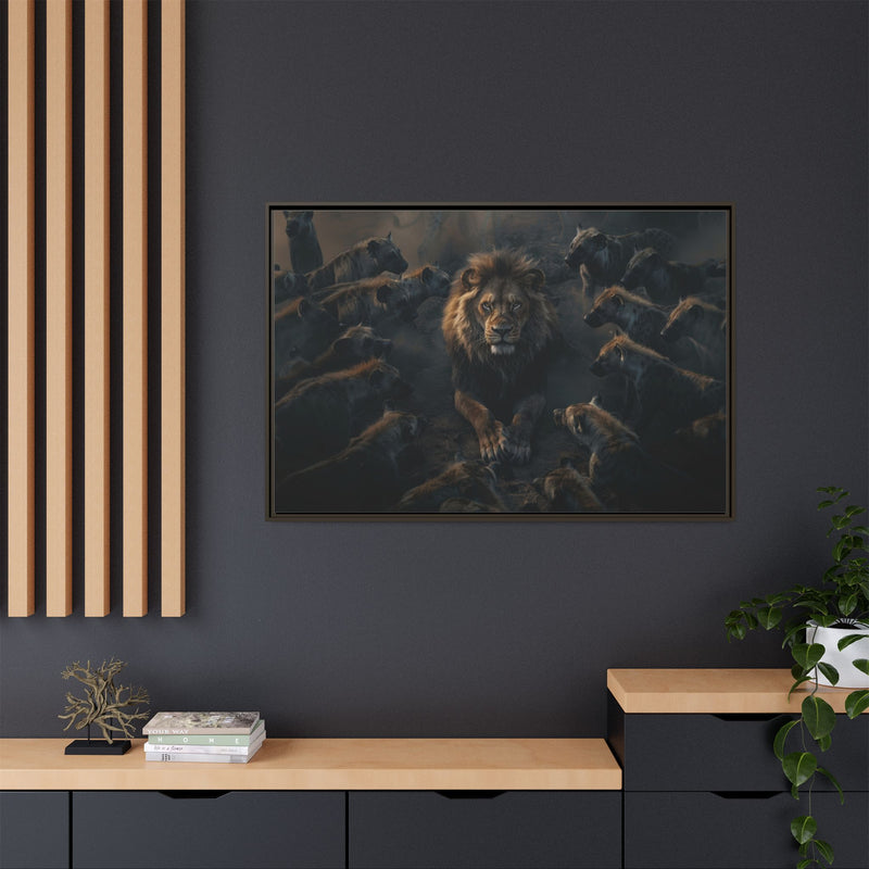 Framed Matte Canvas - Majestic Lion Leading the Pride