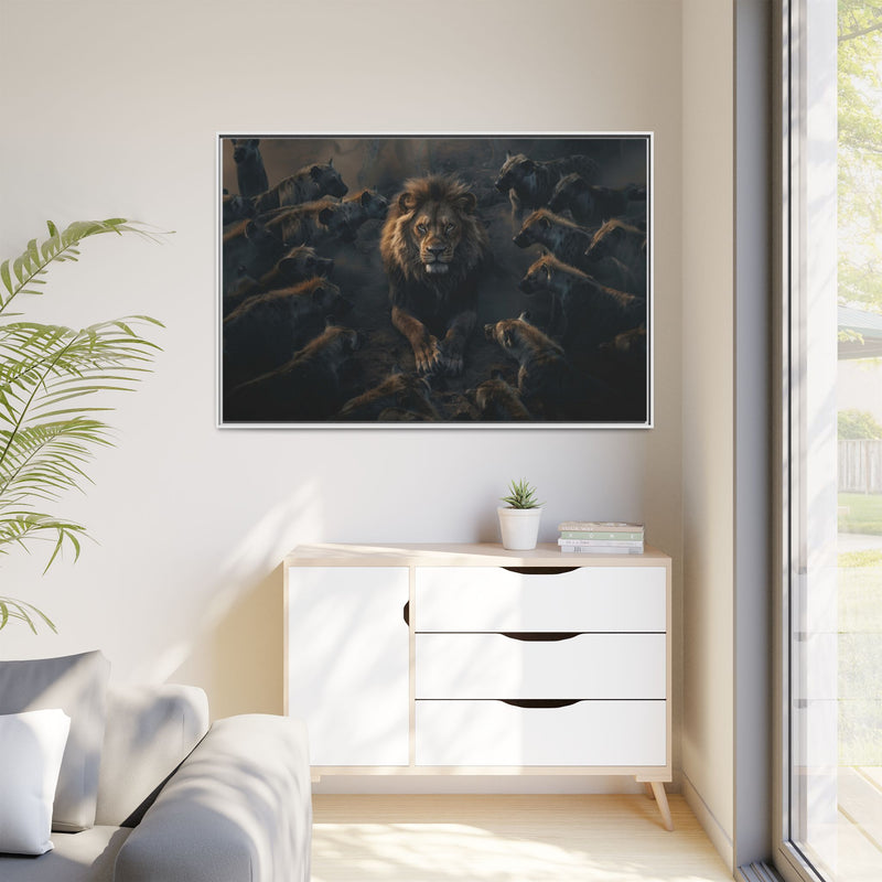 Framed Matte Canvas - Majestic Lion Leading the Pride