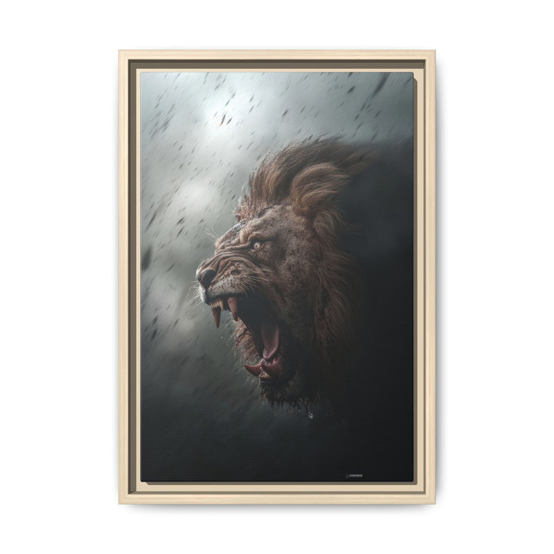Roaring Lion Matte Canvas Print — Framed Wall Art