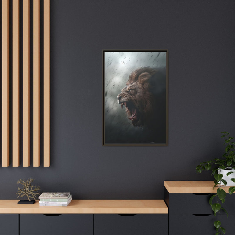 Roaring Lion Matte Canvas Print — Framed Wall Art