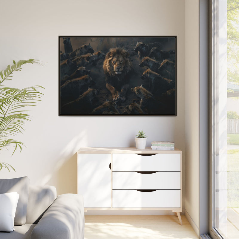 Framed Matte Canvas - Majestic Lion Leading the Pride