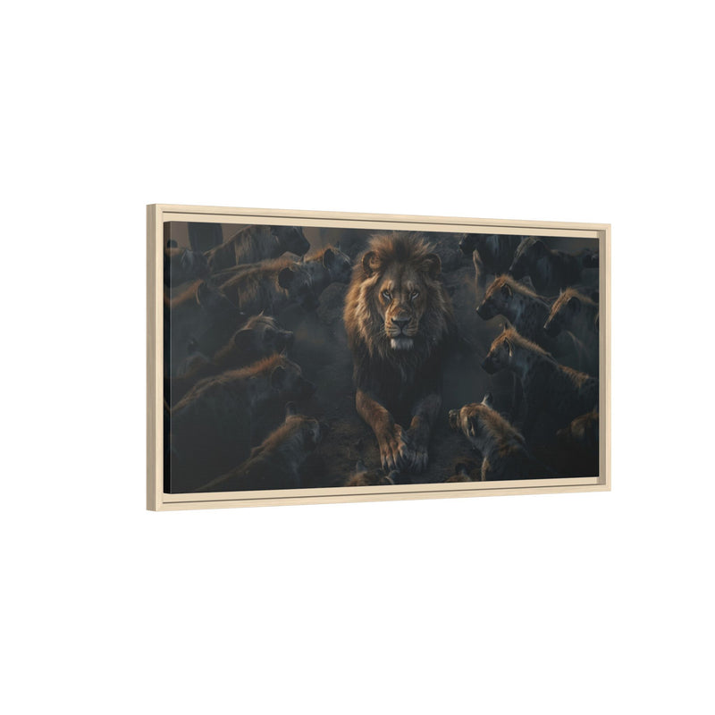 Framed Matte Canvas - Majestic Lion Leading the Pride