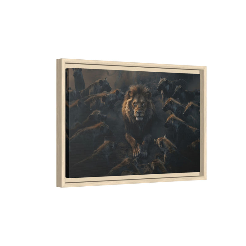 Framed Matte Canvas - Majestic Lion Leading the Pride