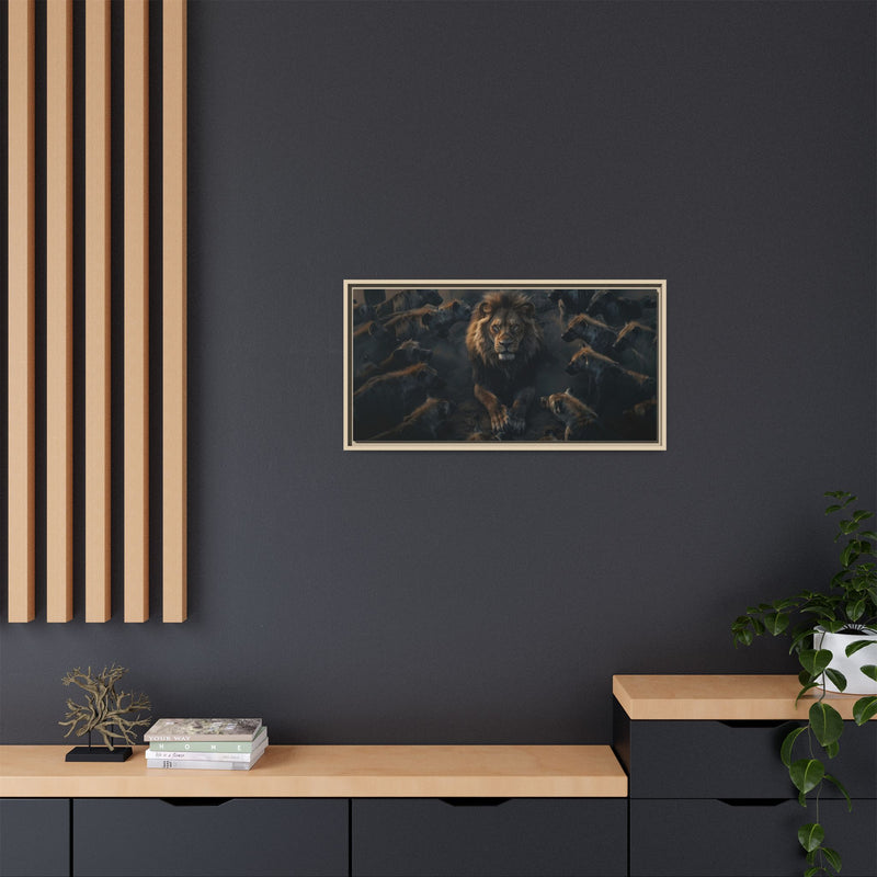 Framed Matte Canvas - Majestic Lion Leading the Pride