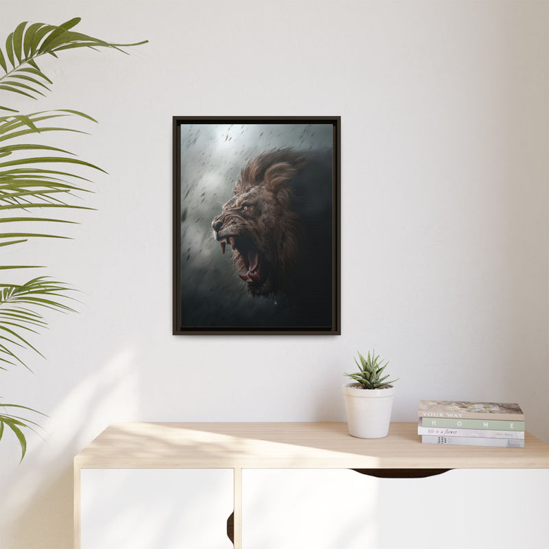 Roaring Lion Matte Canvas Print — Framed Wall Art