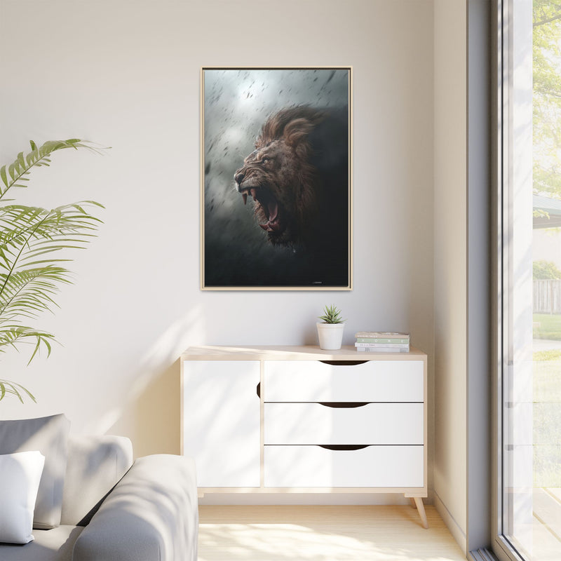 Roaring Lion Matte Canvas Print — Framed Wall Art