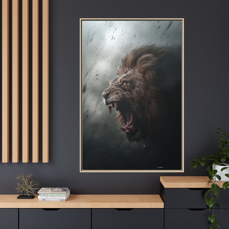 Roaring Lion Matte Canvas Print — Framed Wall Art