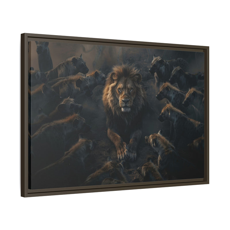 Framed Matte Canvas - Majestic Lion Leading the Pride