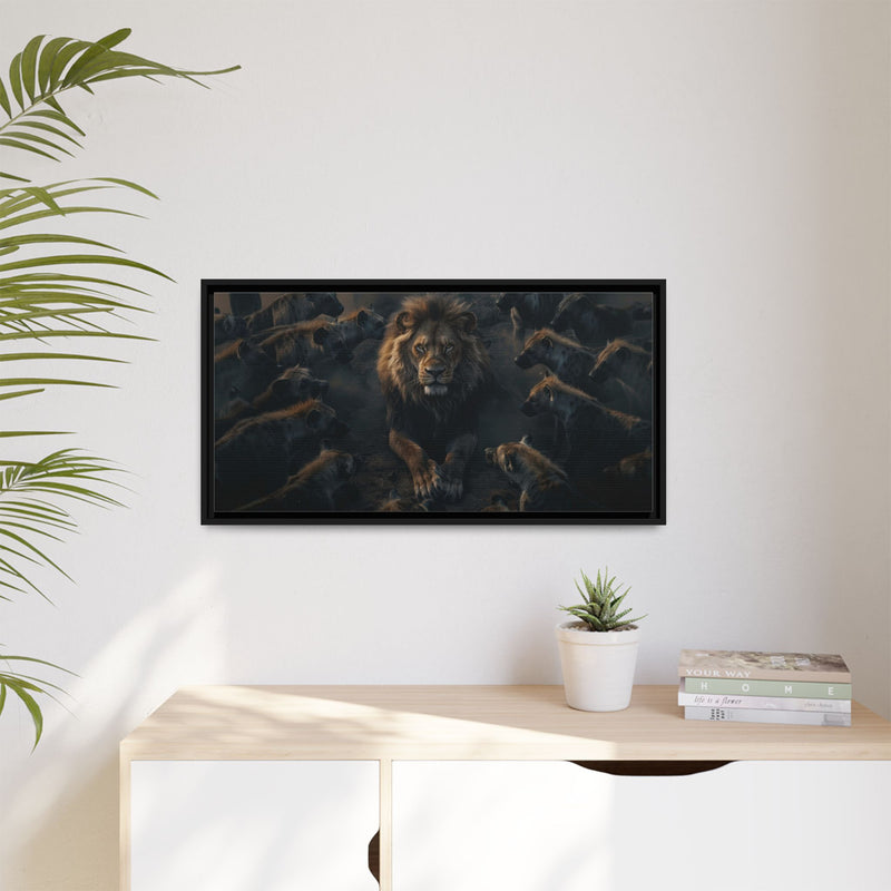 Framed Matte Canvas - Majestic Lion Leading the Pride