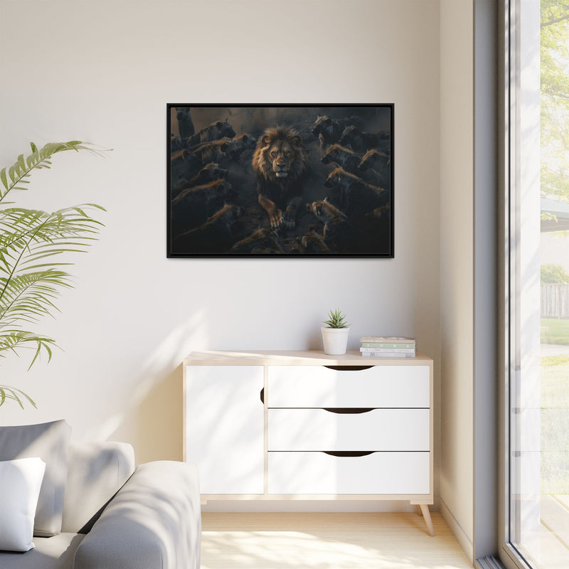 Framed Matte Canvas - Majestic Lion Leading the Pride