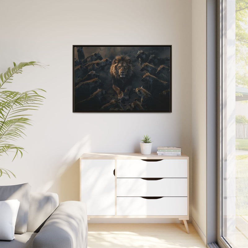 Framed Matte Canvas - Majestic Lion Leading the Pride