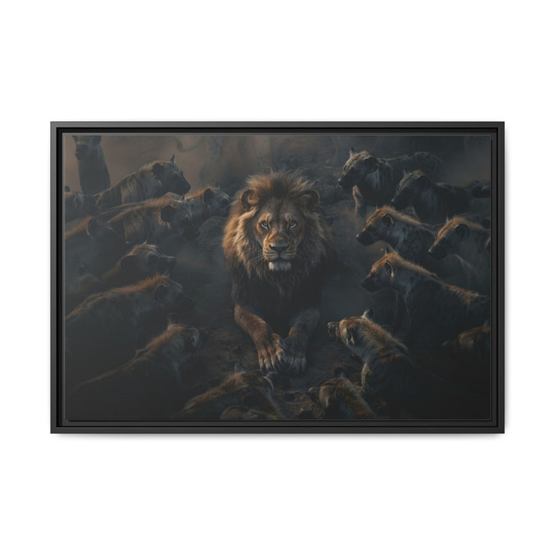 Framed Matte Canvas - Majestic Lion Leading the Pride