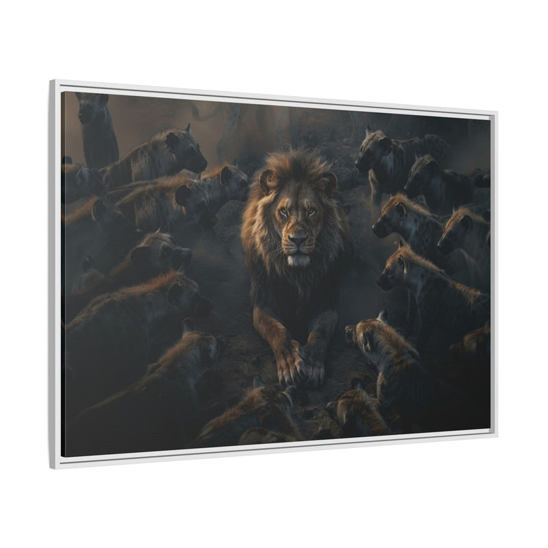 Framed Matte Canvas - Majestic Lion Leading the Pride