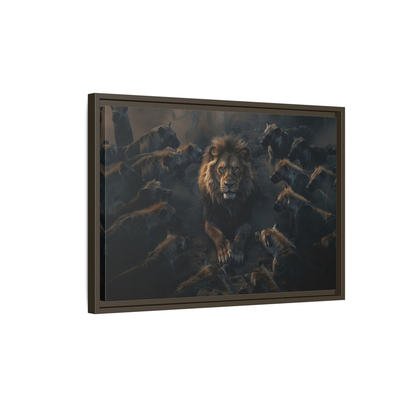 Framed Matte Canvas - Majestic Lion Leading the Pride