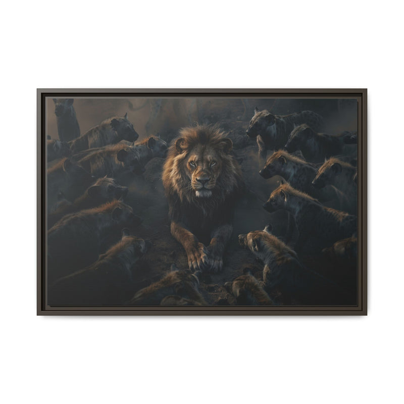 Framed Matte Canvas - Majestic Lion Leading the Pride