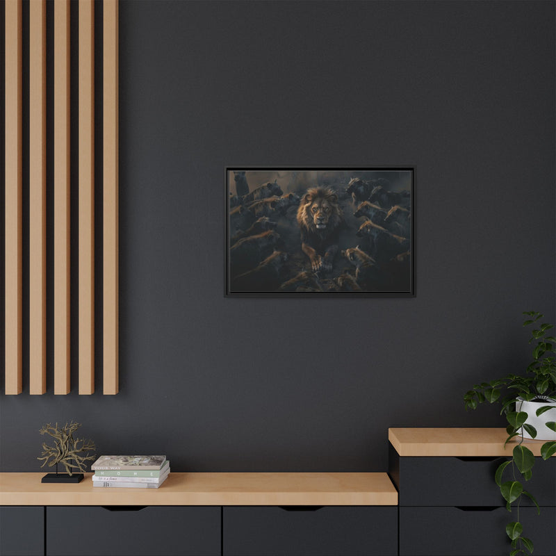 Framed Matte Canvas - Majestic Lion Leading the Pride