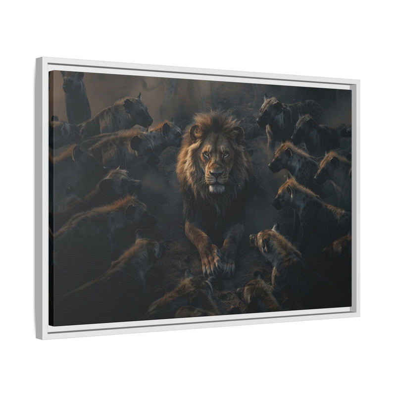Framed Matte Canvas - Majestic Lion Leading the Pride