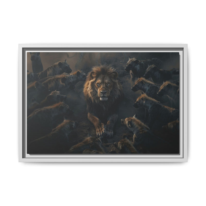 Framed Matte Canvas - Majestic Lion Leading the Pride