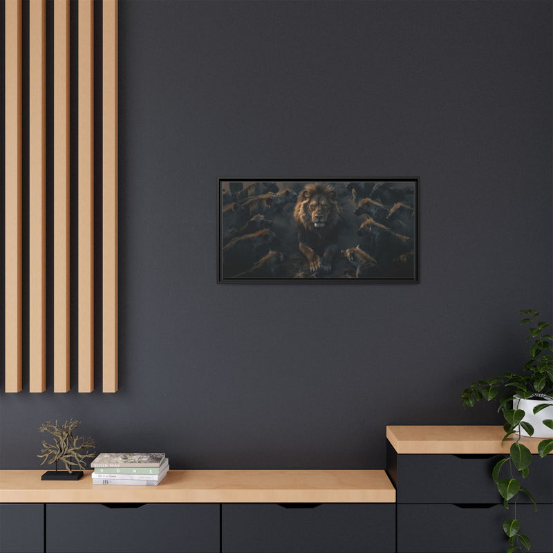 Framed Matte Canvas - Majestic Lion Leading the Pride