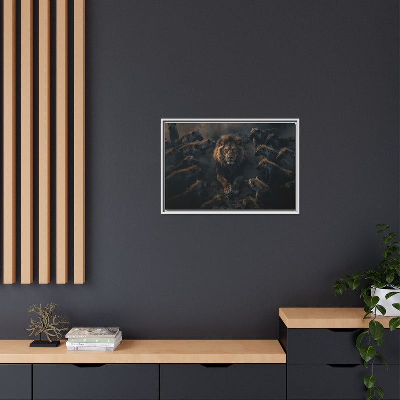 Framed Matte Canvas - Majestic Lion Leading the Pride