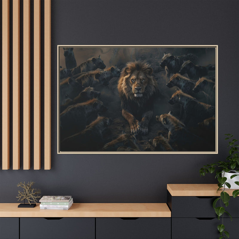 Framed Matte Canvas - Majestic Lion Leading the Pride