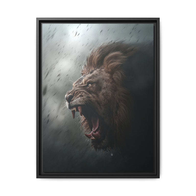 Roaring Lion Matte Canvas Print — Framed Wall Art