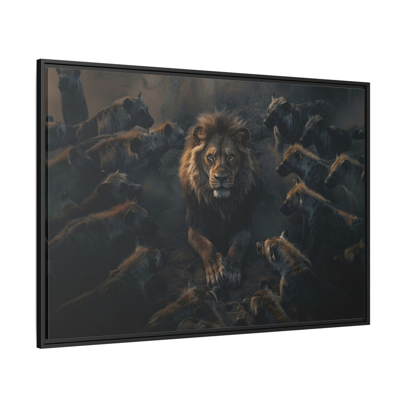 Framed Matte Canvas - Majestic Lion Leading the Pride