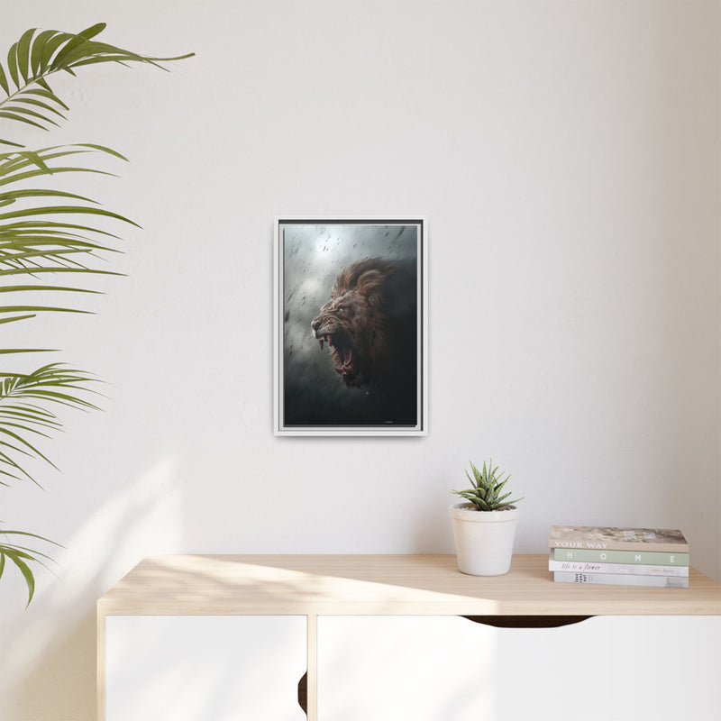 Roaring Lion Matte Canvas Print — Framed Wall Art