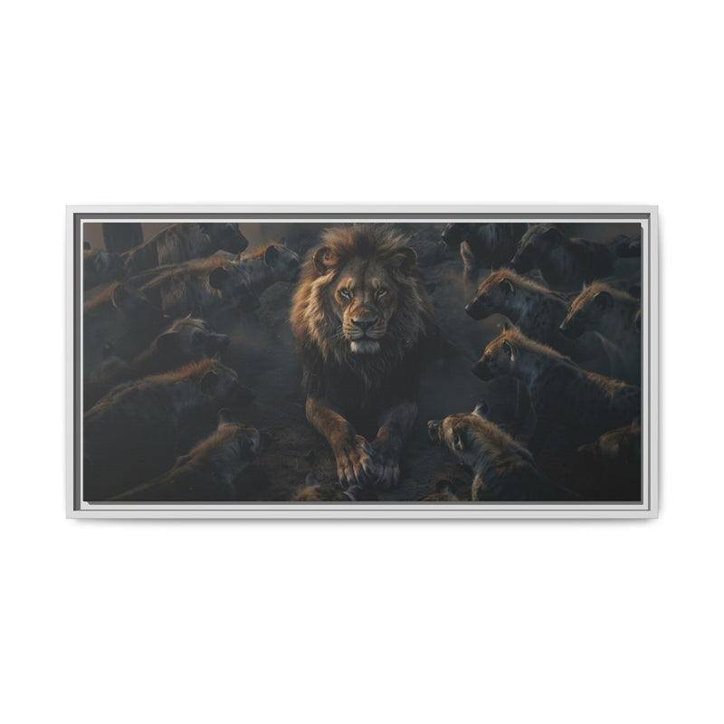 Framed Matte Canvas - Majestic Lion Leading the Pride