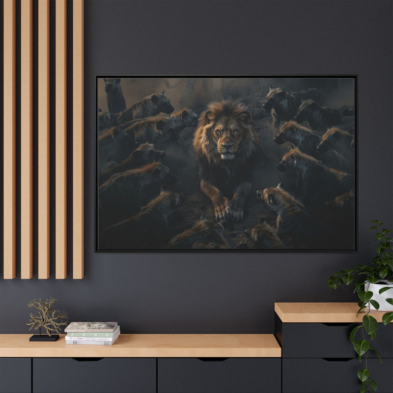 Framed Matte Canvas - Majestic Lion Leading the Pride