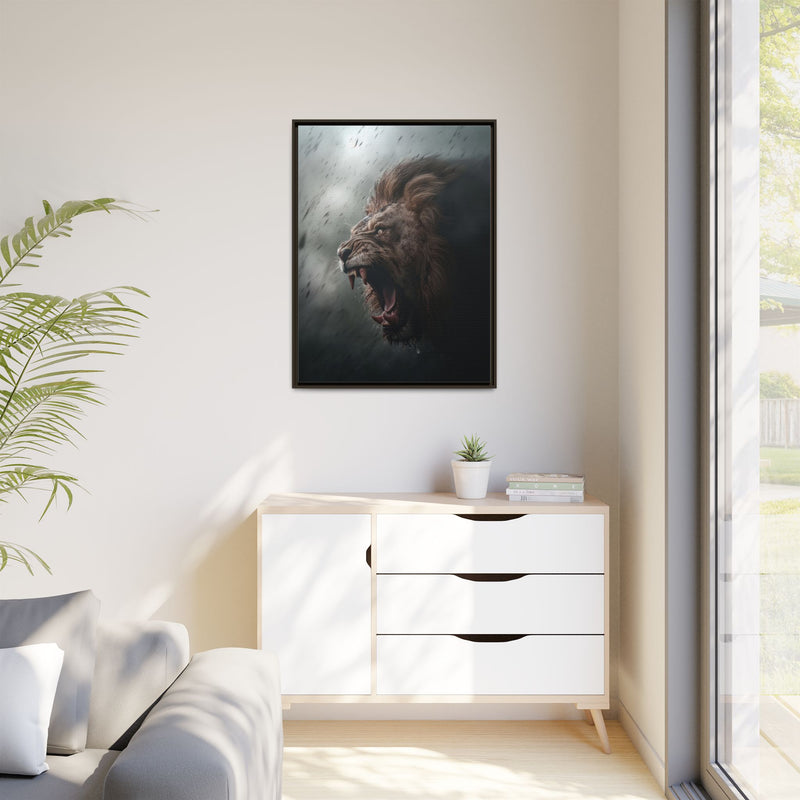 Roaring Lion Matte Canvas Print — Framed Wall Art