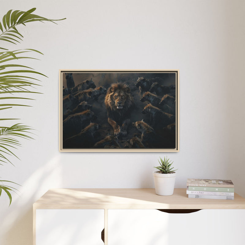 Framed Matte Canvas - Majestic Lion Leading the Pride