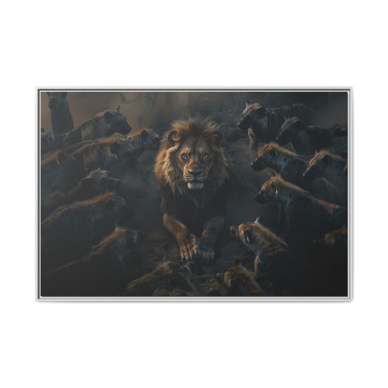 Framed Matte Canvas - Majestic Lion Leading the Pride
