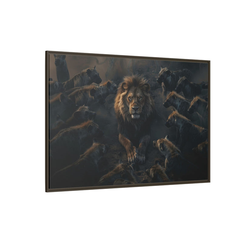 Framed Matte Canvas - Majestic Lion Leading the Pride
