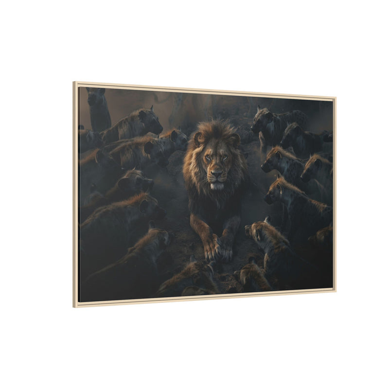 Framed Matte Canvas - Majestic Lion Leading the Pride