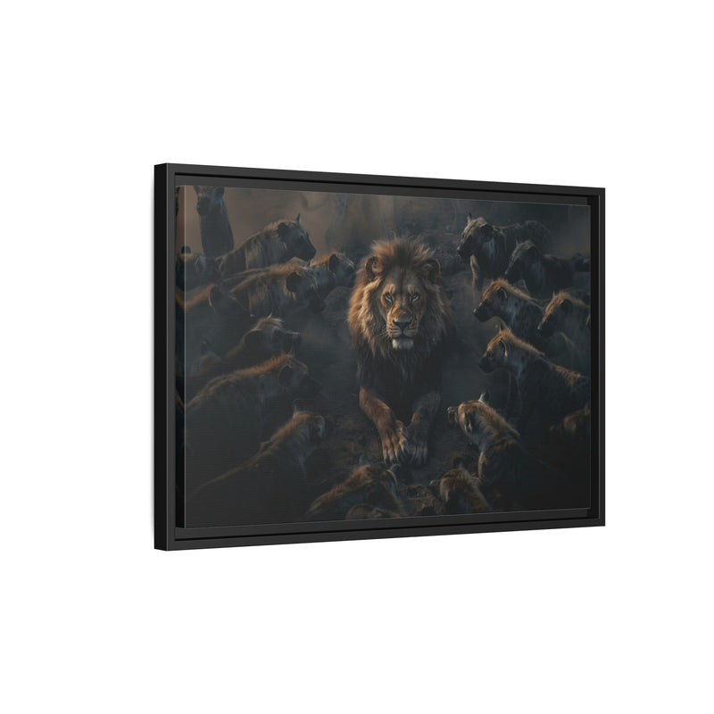 Framed Matte Canvas - Majestic Lion Leading the Pride