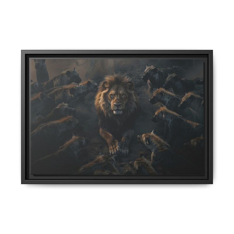 Framed Matte Canvas - Majestic Lion Leading the Pride