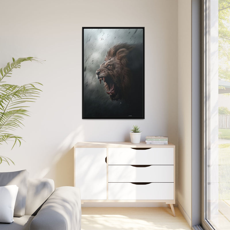 Roaring Lion Matte Canvas Print — Framed Wall Art