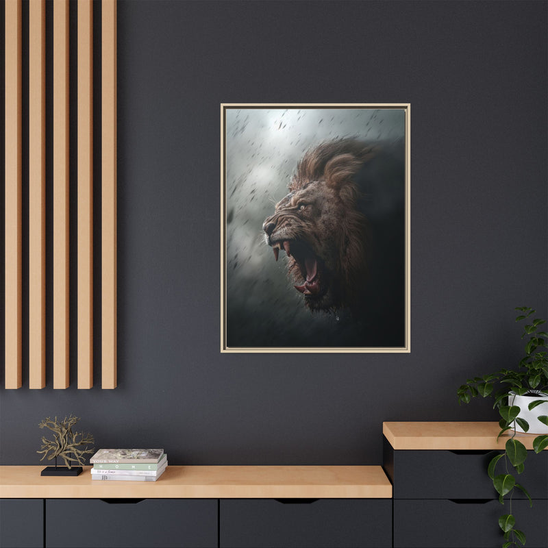 Roaring Lion Matte Canvas Print — Framed Wall Art
