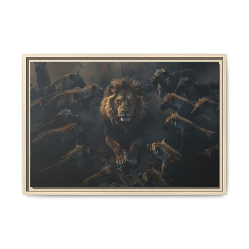 Framed Matte Canvas - Majestic Lion Leading the Pride