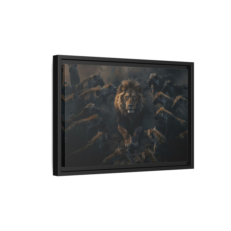 Framed Matte Canvas - Majestic Lion Leading the Pride