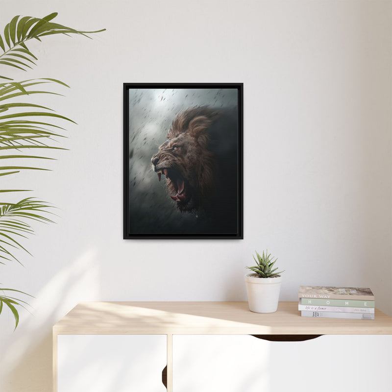 Roaring Lion Matte Canvas Print — Framed Wall Art